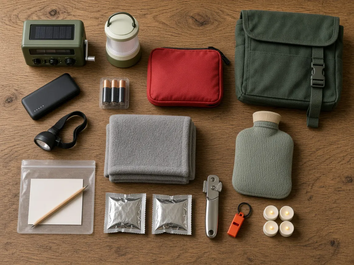 A complete home blackout kit laid out on a table